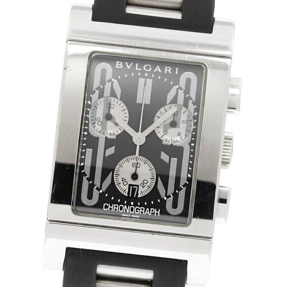 BVLGARI Rettangolo RTC49S Chronograph black Dial Quartz Men's Watch_864024 - Picture 2 of 11